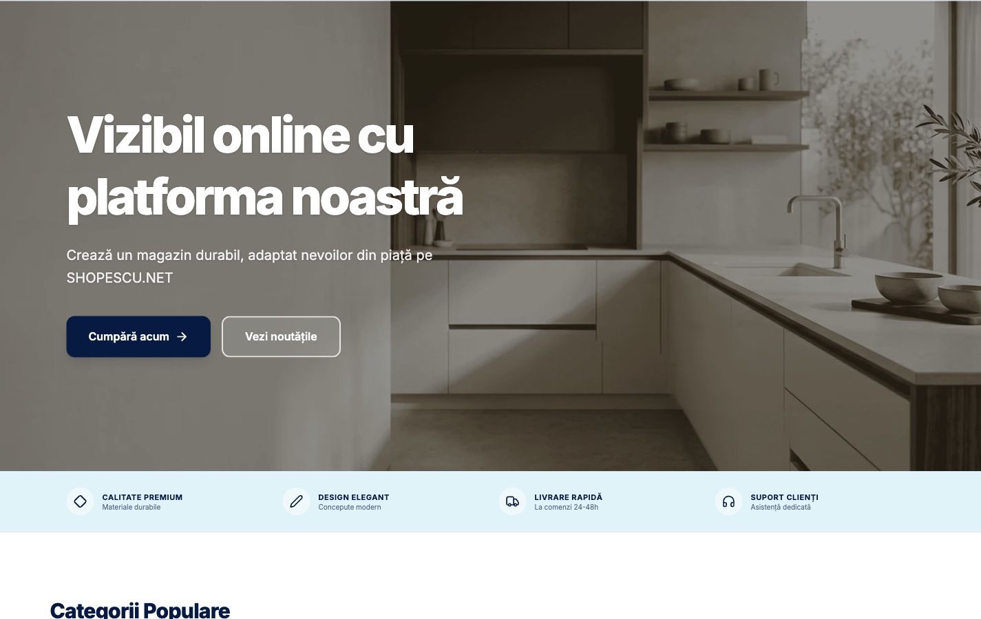 Storefront configurabil în platforma Shopescu